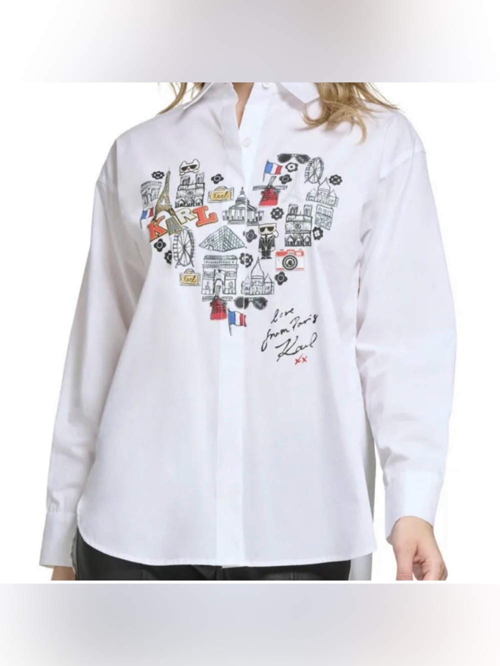 Karl Lagerfeld Paris Whimsy White Heart Shirt